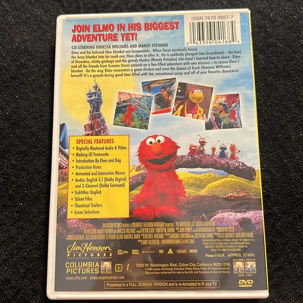 🌞 The Adventures of ELMO in Grouchland Elmo’s 1st movie DVD 73 min Columbia